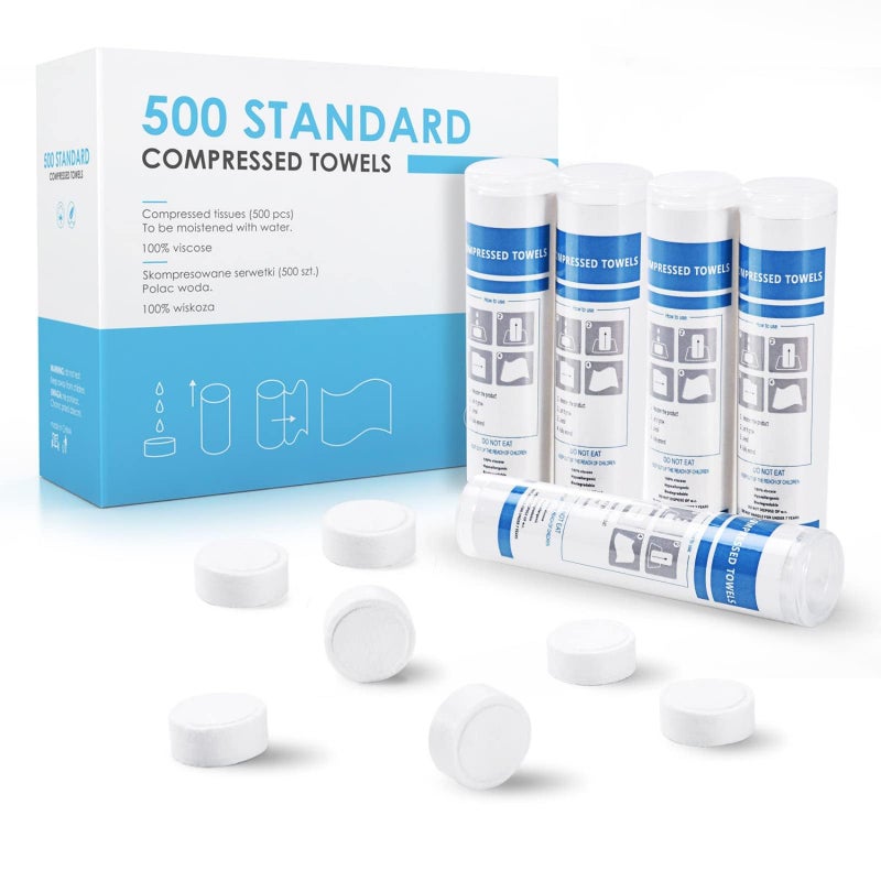 HAPPY CHEERS 500 Pieces Disposable Compressed Towels, Compact Travel Coin Tissue Soft Compress Tissues Pills for Outdoors Travel Camping and Beauty Salon - Image 1